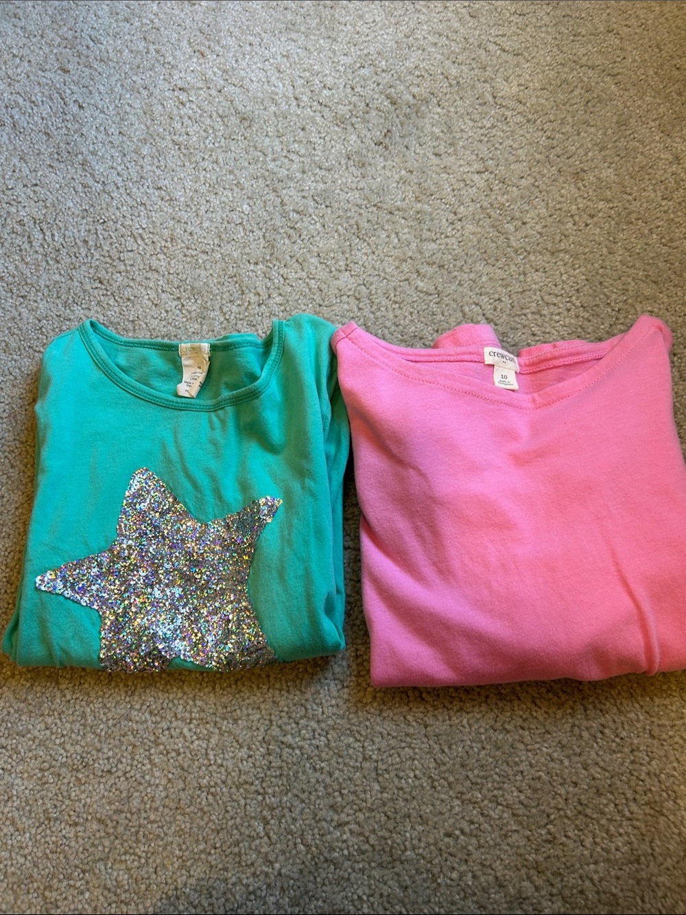 Crewcuts Teal Glitter Star Tee & Pink Crewneck Set